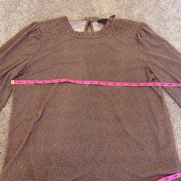 Adrianna Pappell Longsleeve Blouse Light Pink with White Dots Size Medium - Picture 9 of 9